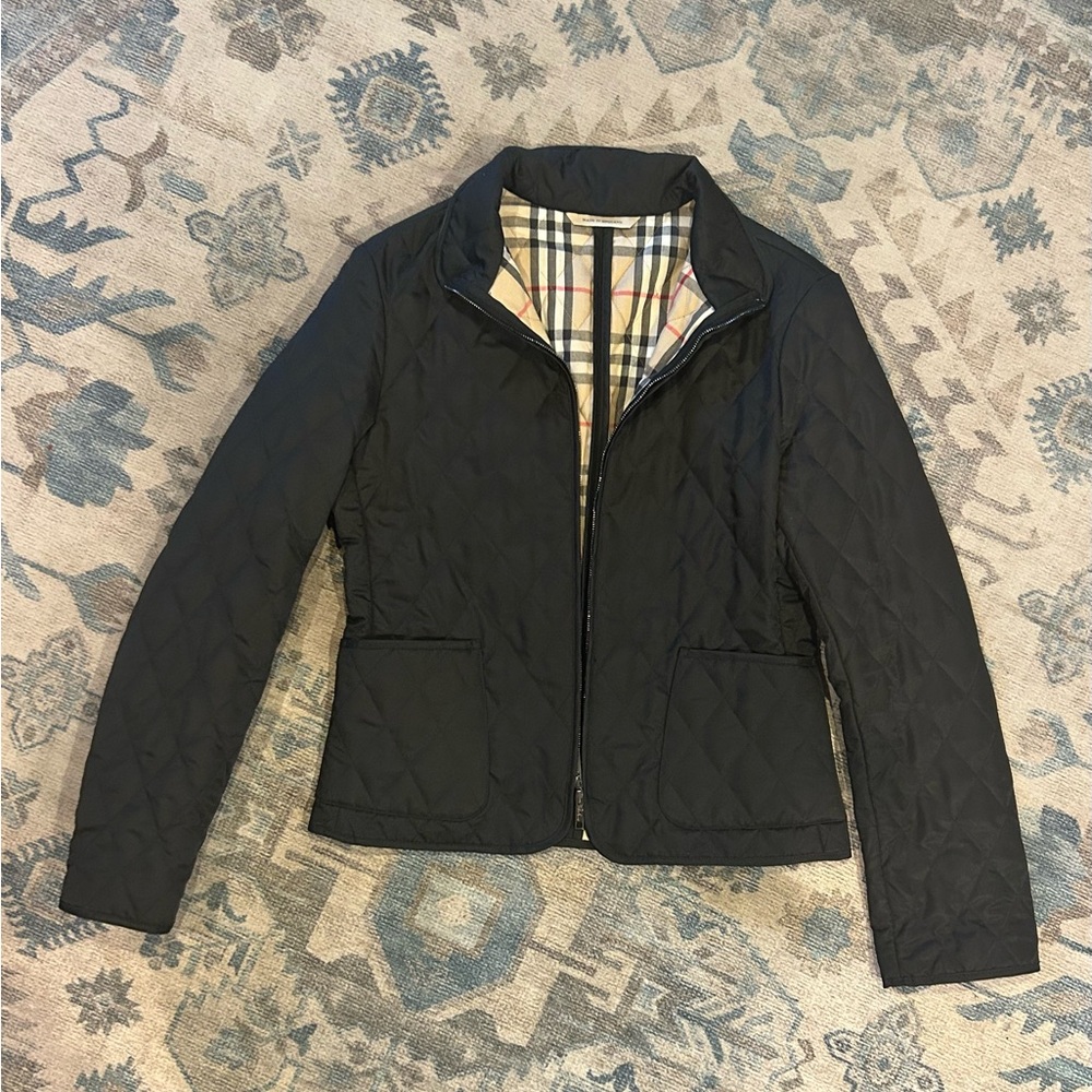 Quilted Burberry Beige and Black Checkered Jacket